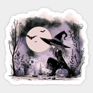 Halloween Witch Illustration Sticker